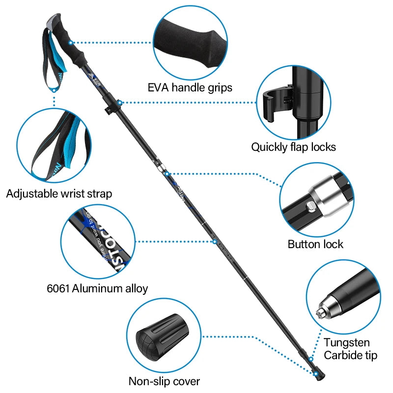 Ultralight Folding Trekking Poles – Aluminium Alloy Hiking & Nordic Walking Sticks