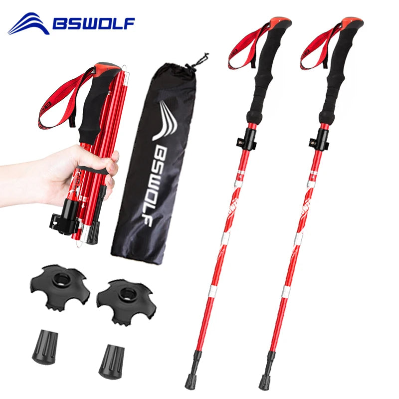 Ultralight Folding Trekking Poles – Aluminium Alloy Hiking & Nordic Walking Sticks