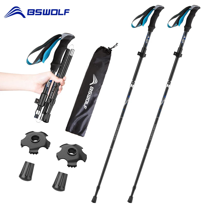 Ultralight Folding Trekking Poles – Aluminium Alloy Hiking & Nordic Walking Sticks